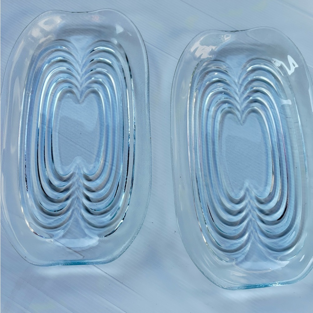 Art Deco Glass Serving Trays Set of 2 Vintage